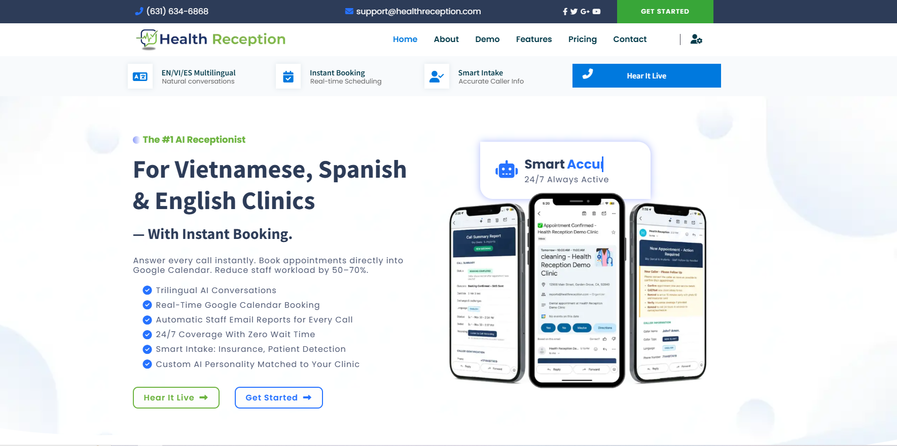 Health Reception website