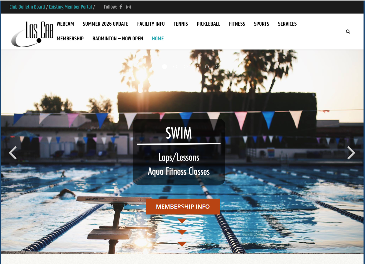 Los Cab homepage — dated design, content written for existing members