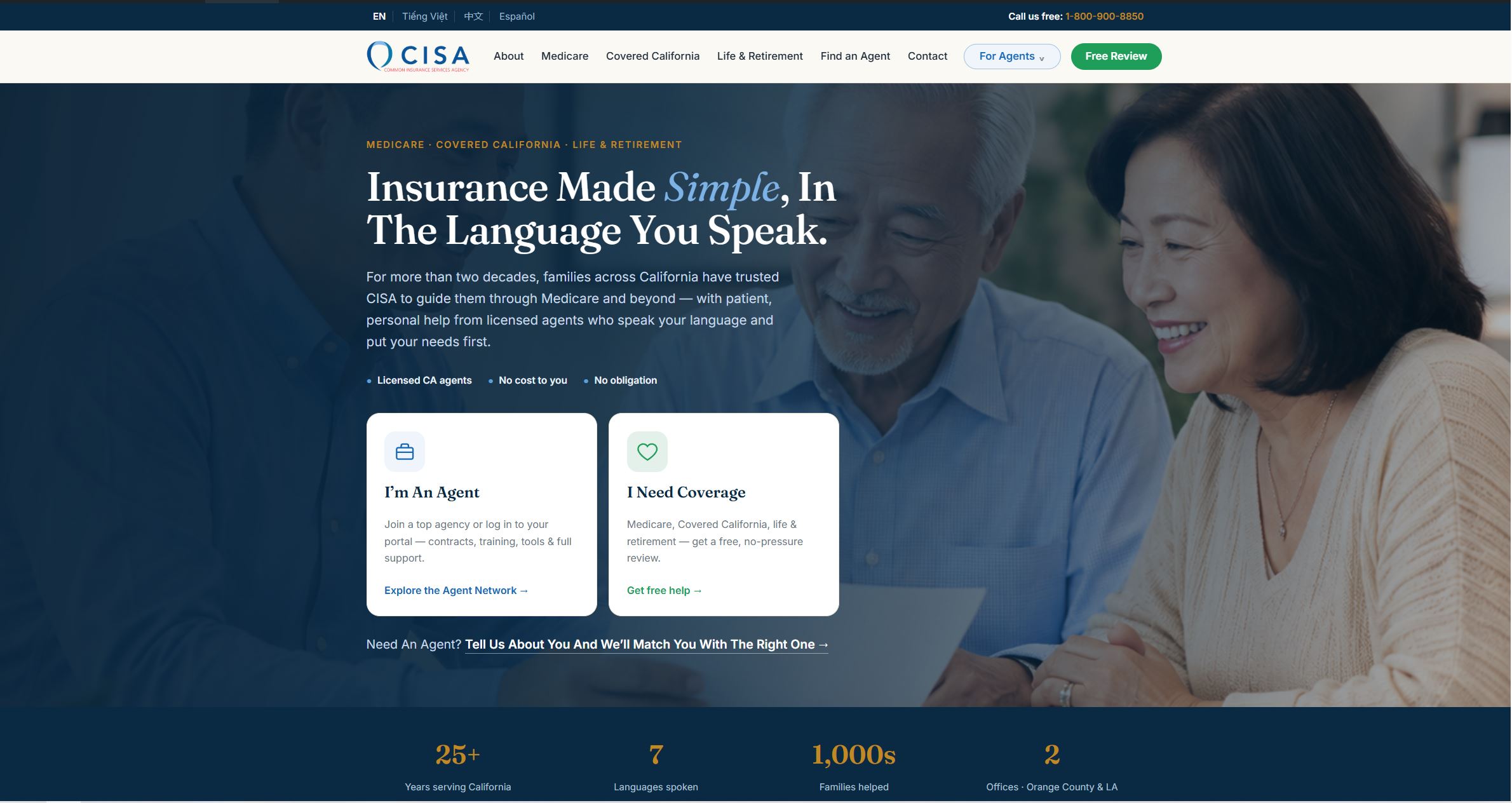 Insurance agency website design with interactive agent map, Southern California